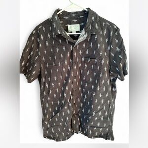 American Eagle Outfitters Men's Charcoal Patterned Shirt